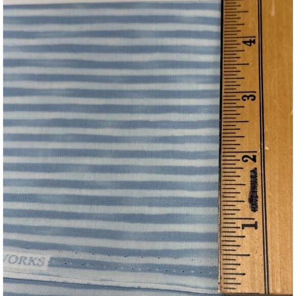 Blue & Blue Striped Cotton Fabric 10" x 42" Clothworks Sewing Crafts - Picture 4 of 10